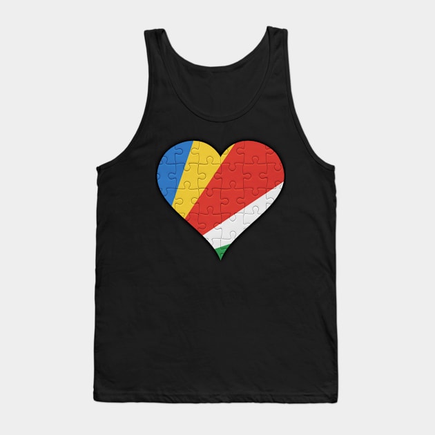 Seychellois Jigsaw Puzzle Heart Design - Gift for Seychellois With Seychelles Roots Tank Top by Country Flags